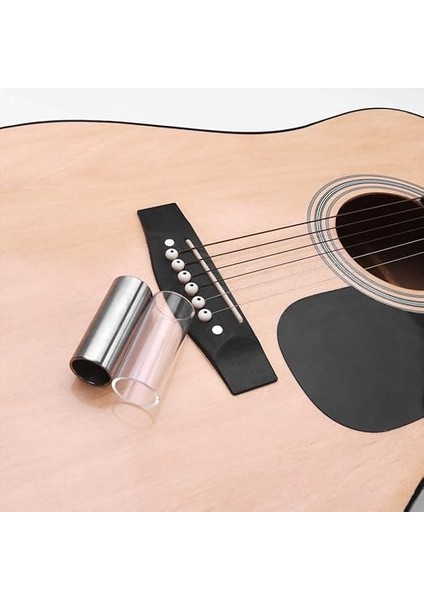 Guitar Slide Gitar Bas Için Cam Slayt Paslanmaz Çelik Slayt ile 2 Adet Gitar Parmak Slayt Kiti indirimleri