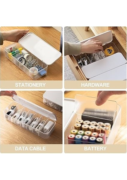 Kablo Saklama Kutusu, Şeffaf Kablo Düzenleyici Kutu, 7 Bölmeli ve 7 Kablo Bağlı, Çalışma Masasında, Ofiste Saklamak Için fiyatları