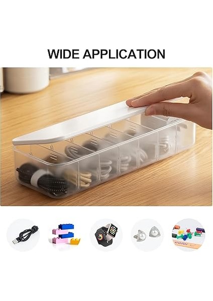 Kablo Saklama Kutusu, Şeffaf Kablo Düzenleyici Kutu, 7 Bölmeli ve 7 Kablo Bağlı, Çalışma Masasında, Ofiste Saklamak Için indirimleri