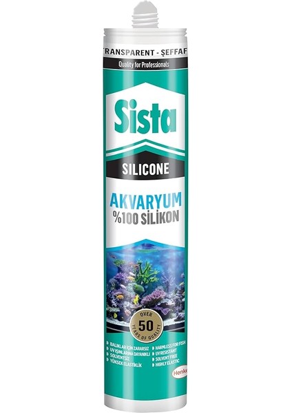 Silikon Mastik Aquarium, Balıklara Zarar Vermeyen Akvaryum Silikonu, Uv Dirençli Silikon Mastik, Elastikiyeti Yüksek Güçlü Yapıştırıcı, 1X280ML