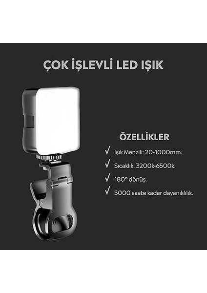 Şarj Edilebilir Selfie Işığı, Telefon Dizüstü Bilgisayar Tablet Için Klipsli Dolgu Işığı Video Konferans Için Taşınabilir Işık Canlı Akış Yakınlaştırma indirimleri