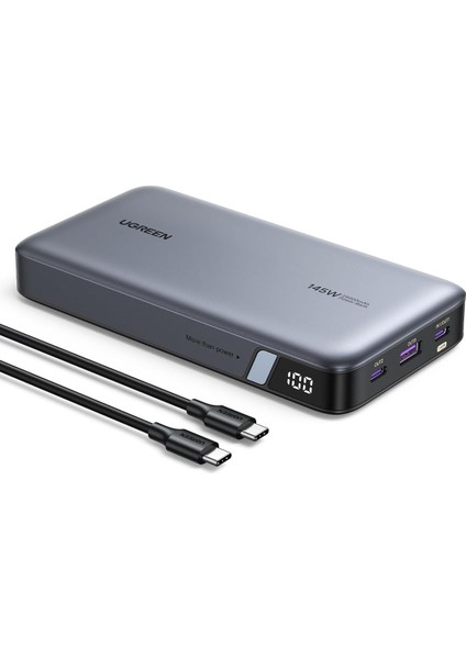 100W Güç Bankası 145W Maks 25000MAH Harici Pil, 3 Bağlantı Noktalı USB C Güç Bankası, MacBook Pro/air, iPhone 14 Pro, Galaxy S23 Ultra, Dell ile Uyumlu Dijital Ekranlı