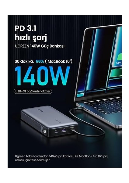 100W Güç Bankası 145W Maks 25000MAH Harici Pil, 3 Bağlantı Noktalı USB C Güç Bankası, MacBook Pro/air, iPhone 14 Pro, Galaxy S23 Ultra, Dell ile Uyumlu Dijital Ekranlı fiyatları