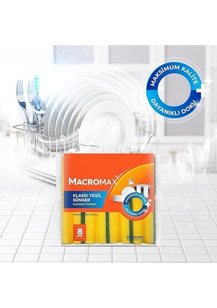 Tırnak Koruyuculu Bulaşık Süngeri 8'li Paket, Ergonomik Yeşil Klasik Sünger fiyatları