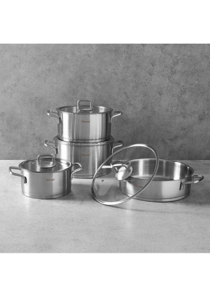 Lusso 8 Parça Çelik Tencere Seti Saten
