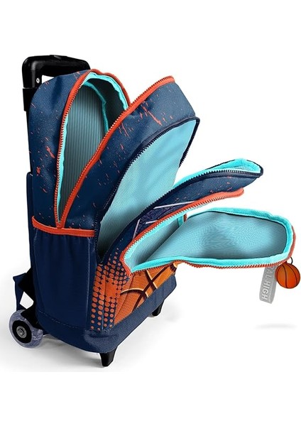 High Işıklı Tekerlekli Turuncu Lacivert Basketbol Çekçek Okul Çantası - Erkek Çocuk fırsatları