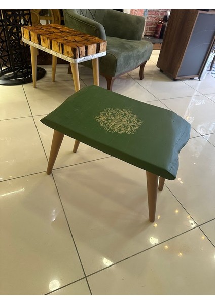 GÜRSESHOME Ahşap Sehpa Ihlamur Ağacı Yeşil