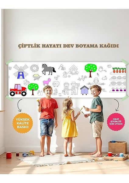 Hayatı Temalı Dev Boyama Kağıdı 2,5 Metre Rulo Boyama Kağıdı Çocuk Anaokulu ve Kreşler Için Aktivite Çocuk Eğitici Boyama fiyatları