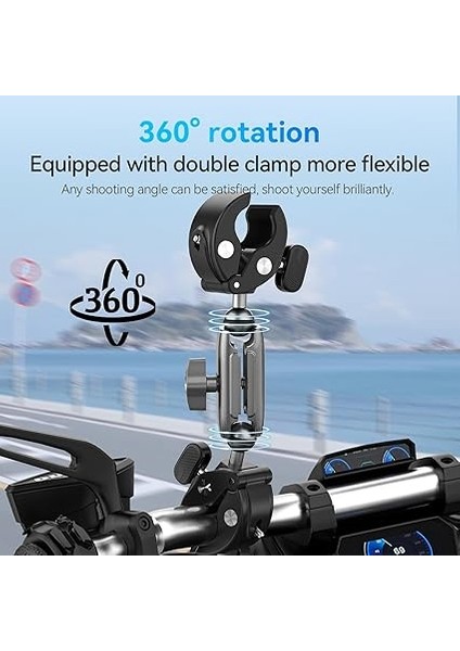 Duall Top Kelepçe Montaj Çubuk Direği Bisiklet Bisiklet Motosiklet Gidon Tüp Tutucu Aksesuarları Gopro Hero 13 12 11 10 9 8, Djı Osmo Action 5 Pro 4 3 INSTA360 X3 X4 Go3 Ace Pro ile Uyumlu fiyatları