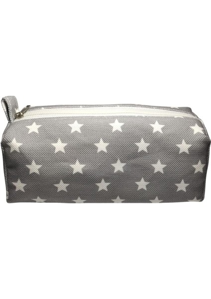 Desenli Astarlı Yıkanabilir Bez Kalemlik Kalem Kutusu Gri modelleri