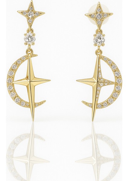 14K Gold Plated Moonlight Drop Küpe fiyatları