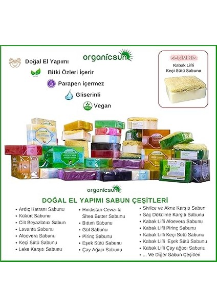 Doğal Kabak Lifli Keçi Sütü Sabunu 120 gr Tüm Cilt Tipleri Için Nemlendirici ve Yenileyici modelleri