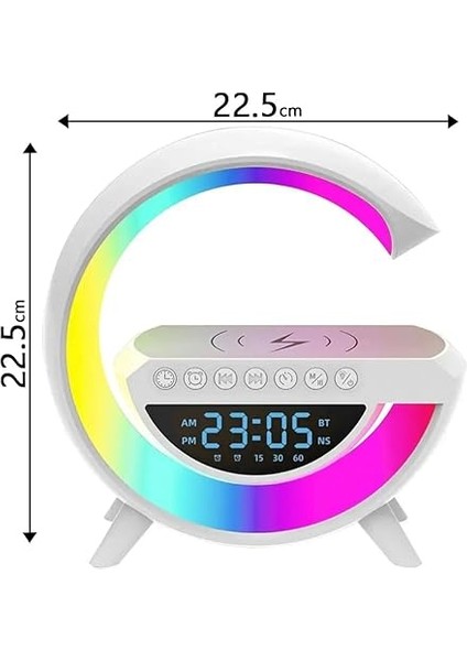 Kablosuz Şarj Istasyonu Speaker Özellikli LED Işıklı Fm Radyolu Harika Bluetooth Speaker iPhone Uyumlu ve Samsung Uyumlu Telefon Şarj Standı Bataryalı 22.5cm x 22.5cm B3401 (BT3401) fiyatları