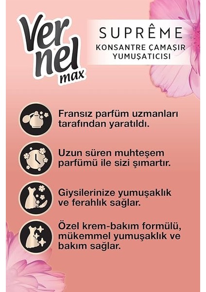 Max Konsantre Çamaşır Yumuşatıcısı 1200 ml 50 Yıkama Supreme Romance modelleri