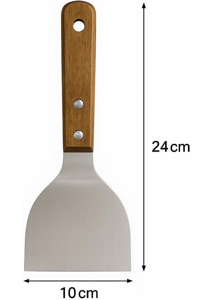 Ahşap Saplı Paslanmaz Çelik Spatula – 24CM Eğilimli Çok Amaçlı Mutfak Spatulası | Izgara, Burger, Sebze, Temizlik Için Profesyonel Metal Spatula indirimleri