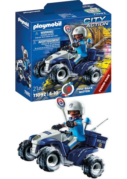 City Action 71092 Polis Dörtçeker Arazi Aracı Geri Çekilebilir Motorlu, Eğlenceli Yaratıcı Rol Yapma Oyunu, Oyun Seti, 4 Yaş ve Üzeri Çocuklar Için Uygun Oyun Seti