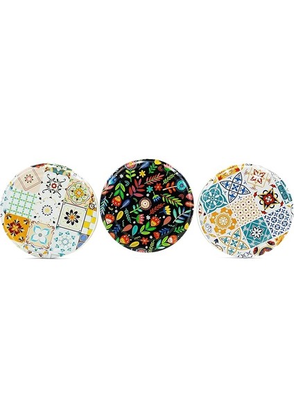 mm Karışık Desenli Metal Kavanoz Kapağı – Renkli Mutfaklar Koleksiyonu | 15 Adet | Sızdırmaz & Dayanıklı | Özel Tasarım Kapak Seti