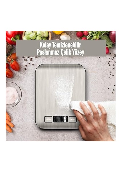 Home Dijital Mutfak Terazisi – Paslanmaz Çelik Yüzeyli Hassas Tartı, 5 kg Kapasiteli, Dara Özellikli, LCD Ekranlı, 5 Birim Dönüşümlü, Pilli,dijital Tartı indirimleri