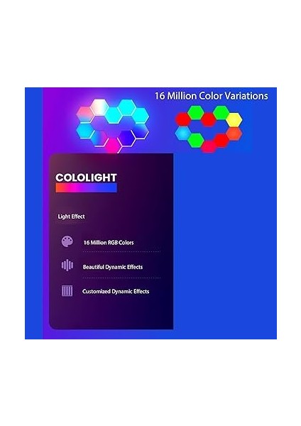 Music Syncrgb Hexled Işık Altıgen Işık Paneli, Ses Kontrollü 8 Set Rgb LED Duvar Lambası, Müzik Senkronizasyonu, Bluetooth Uygulaması ve Uzaktan Kumanda, Ev Dekorasyonu Için Altıgen Tasarım modelleri
