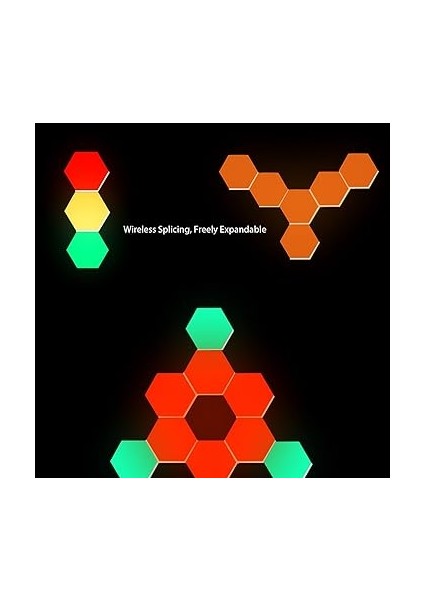 Music Syncrgb Hexled Işık Altıgen Işık Paneli, Ses Kontrollü 8 Set Rgb LED Duvar Lambası, Müzik Senkronizasyonu, Bluetooth Uygulaması ve Uzaktan Kumanda, Ev Dekorasyonu Için Altıgen Tasarım indirimleri