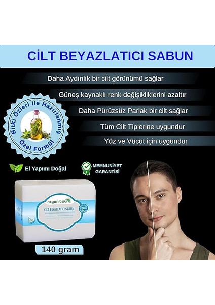 Doğal Cilt Beyazlatıcı Sabun 140 gr Tüm Cilt Tipleri Için B ve E Vitaminli fiyatları