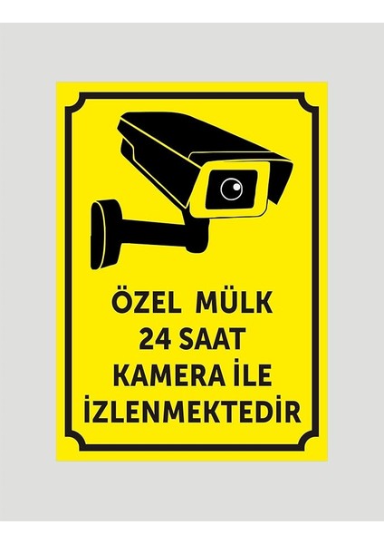 Özel Mülk 24 Saat Kamera ile Izlenmektedir Uyarı Ikaz Levhası Aliminyum Levha