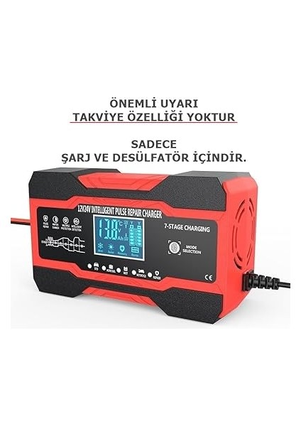 - 24V Desülfatör Akü Şarj Cihazı 10AH Jel Asitli Sulu Aküler Için (Takviye Değildir) (10AH-KIRMIZI) fiyatları