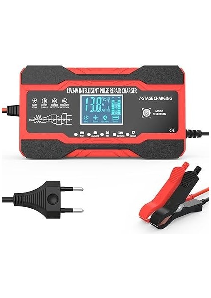 - 24V Desülfatör Akü Şarj Cihazı 10AH Jel Asitli Sulu Aküler Için (Takviye Değildir) (10AH-KIRMIZI) fırsatları