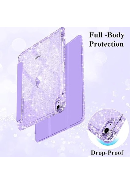 Air 11" M3 (2025) / M2 (2024), iPad Air 5. (2022) / 4. Nesil (2020) 10,9 Inç [dahili Kalem Tutucu] Parlak Şeffaf Arka Kapaklı Parlak Kılıf, Lavanta Moru indirimleri