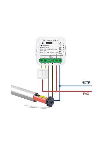 Mini Wifi Akıllı Perde Panjur Kontrol Rölesi (Tuya, Smart Life, Google Home, Amazon Alexa, Home Assistant Destekli) Yüzdesel Kontrol ve Kalibrasyon Özellikli fırsatları