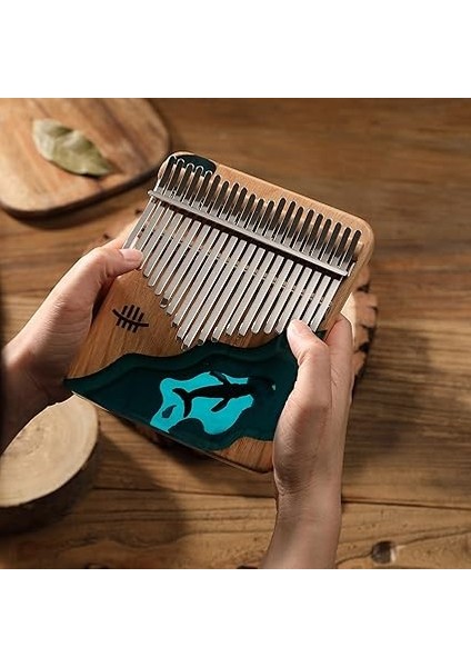 Hluru 21 Tuşları Kalimba Piyano Kayın Ahşap Başparmak Parmak Piyano Enstrüman Mavi Okyanus Balina Desen Çocuklar Için Yetişkinler Yeni Başlayanlar Için Tuning Çekiç ile Songbook indirimleri
