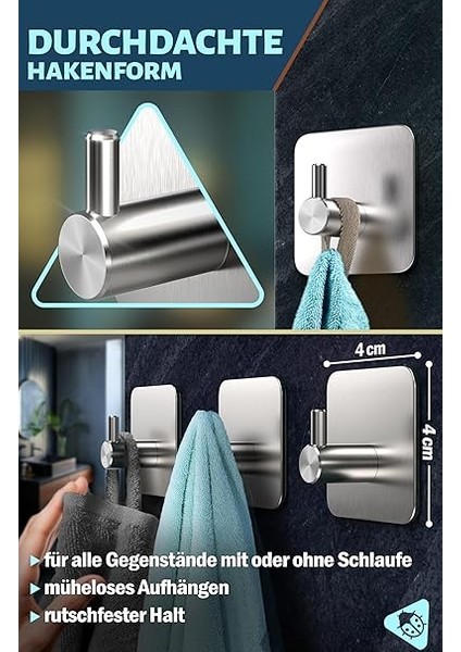 Delmeden Havlu Askısı, 6 Adet Set Halinde – Paslanmaz Çelik Banyo Havlu Askısı, Ekstra Güçlü Yapışkan Kanca, Banyo, Mutfak Için Kanca, Su Geçirmez Kanca, Kendinden Yapışkanlı, Çok Yönlü Havlu modelleri