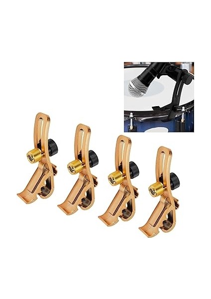 Adet Davul Mikrofonu 5/8 Inç Iplikli Ayarlanabilir Şok Geçirmez Davul Jant Mikrofon Tutucusu Trampet Davulları Için Altın modelleri