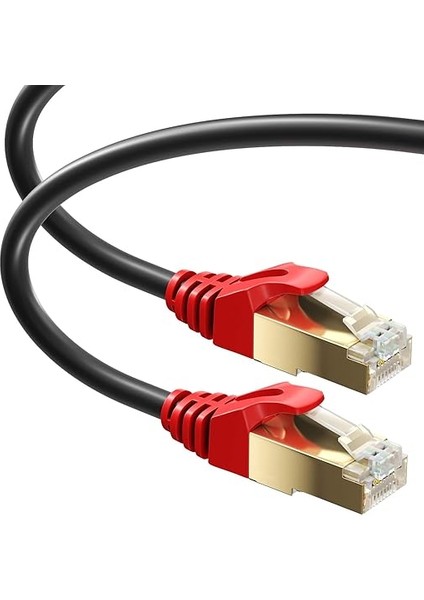 20M Cat 7 Dış Mekan Su Geçirmez Doğrudan Gömme RJ45 Ethernet Ağ Kablosu - Sftp - 600 Mhz - Kablo Bağları ve Klipsleri ile Siyah 20 Metre