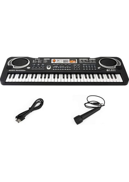 61 Tuşlu Elektronik Org USB Dijital Klavye Piyano Müzik Aleti Mikrofonlu Siyah fırsatları