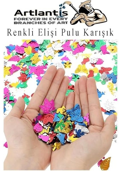 Elişi Pulu Karışık Şekilli 200 Lü 1 Paket Renkli Şekilli Pul Yanardöner Payet Pırıltılı Süs Okul Öncesi Kreş Ana Sınıfı indirimleri