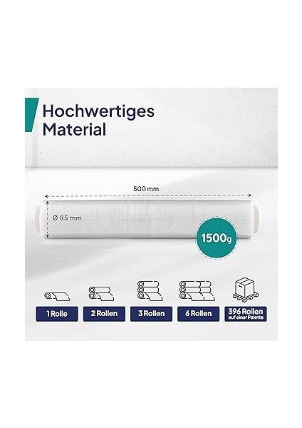 2 Rulo Streç Folyo, Şeffaf, Sarma Folyosu, 50 CM/230 M – 1,5 Kg, Mobilya ve Taşınma Için Folyo, Palet Folyosu, El Streç Folyo, Rulo Halinde Ambalaj Filmi, Streç Folyo Rulosu fiyatları