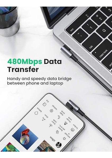 90 Derece Type-C To Type-C 60W Data ve Şarj Kablosu 1 Metre fırsatları