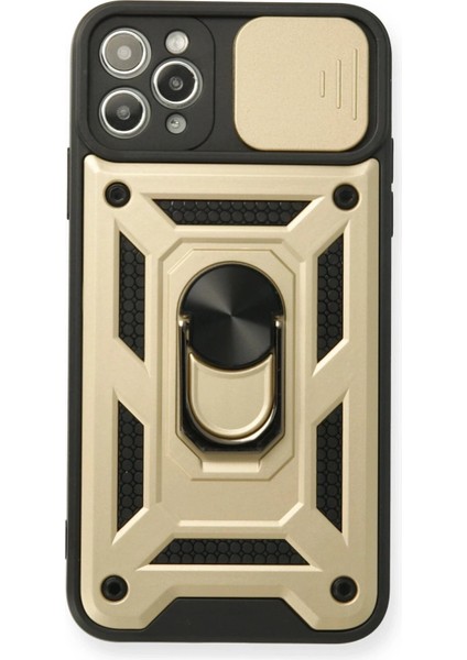 iPhone 11 Pro Kılıf Pars Lens Yüzüklü Silikon - GOLD-(5796) - N057J821-M06057