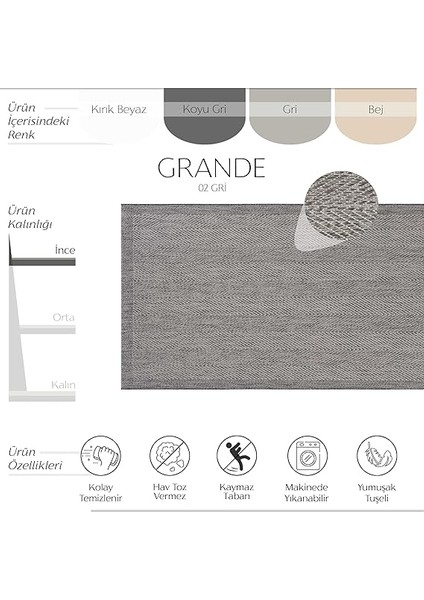 Halı Grande 02 Gri Halı Antre Hol Halı Çerçeve Desenli Halı Kilim Kaymaz Tabanlı Mutfak Kilimi modelleri