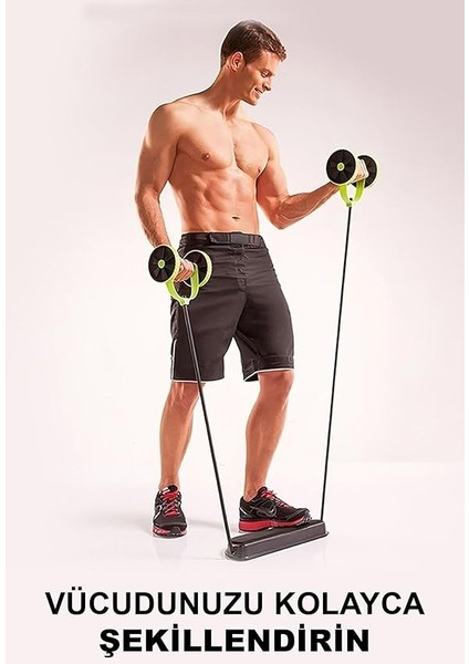 Çok Fonksiyonlu Tekerlekli Karın Bel Göbek ve Vücut Egzersiz Aleti Siyah indirimleri