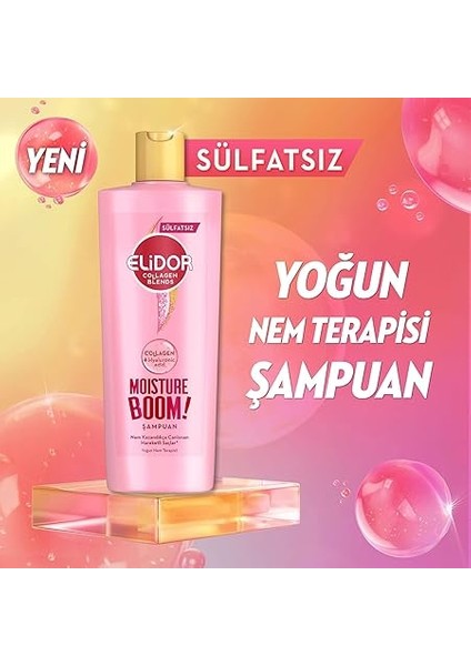 Collagen Blends Sülfatsız Saç Bakım Şampuanı Moisture Boom Yoğun Nem Terapisi 350 ml modelleri