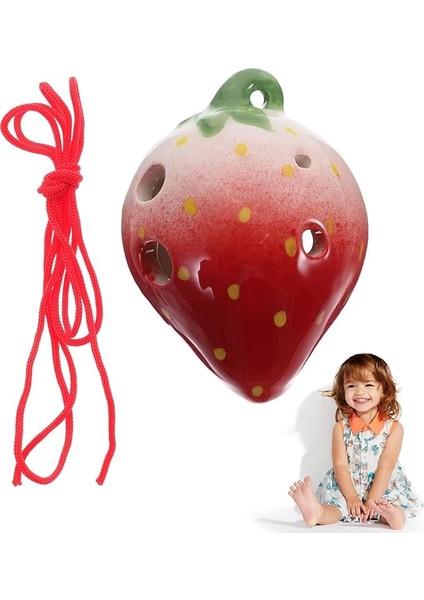 Çilek Okarina 6 Delikli, Çilek Okarinalar, Okarina Çocuk, Okarina Enstrümanı, Mini Okarina, Okarina 6 Delikli Çocuk, Çocuklar Için Hediye