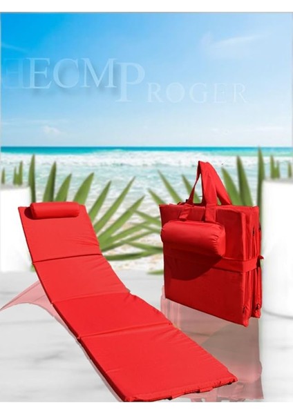 Proger Katlanır Şezlong Minderi Su Itici Kumaş- Kırmızı Kırmızı