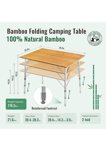 Bamboo L 100X70 Bambu Kamp Masası modelleri