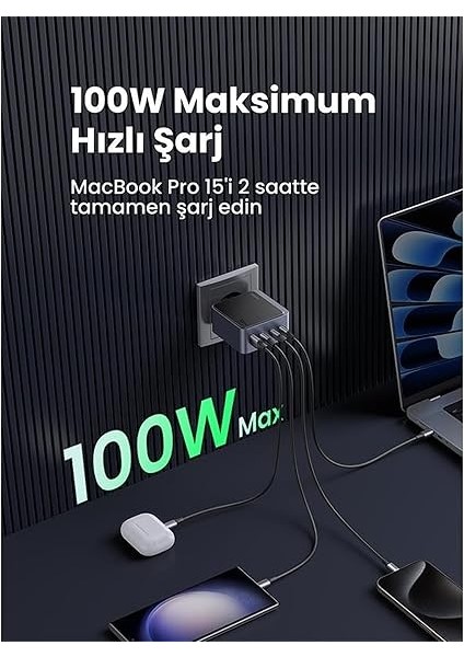 Nexode Air 100W 4-Port Gan Fast Charger Eu Hızlı Şarj Adaptörü modelleri