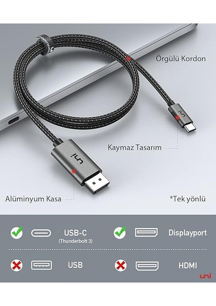 USB C Displayport Kablosu (4K@60Hz, 2K@165Hz), Type C Thunderbolt 3/4 - Dp Kablosu, Mst'yi Destekler, Freesync.1.8m Naylon Kablo ve Alüminyum Muhafaza. M1/2 MacBook Pro/air, iPad Pro, Xps Vb. Için fiyatları