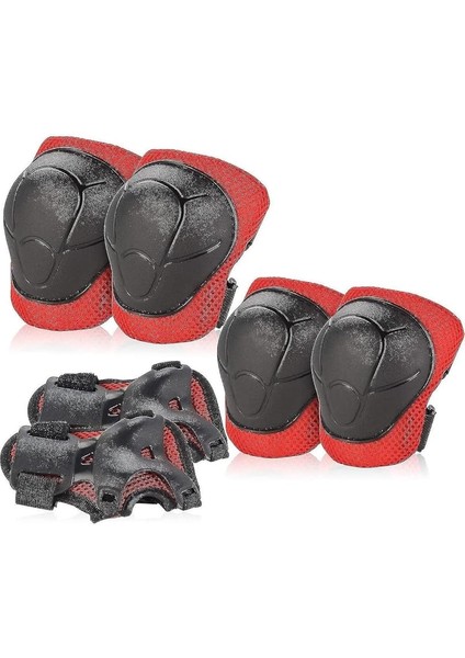 Store Koruyucu Dizlik Dirseklik El Koruyucu Set 6 Parça Bisiklet Scooter Paten Koruma 4-12 Yaş, Kırmızı-Siyah fiyatları