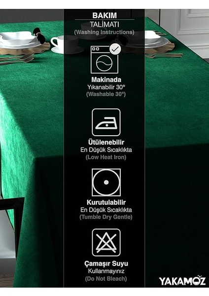 Zümrüt Yeşili Kadife Dokulu Masa Örtüsü Dertsiz Velvet Touch Serisi fırsatları