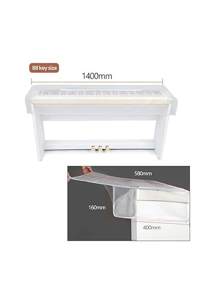 Şeffaf Eziyet Kumlu Piyano Kapağı Dijital Piyano Klavye Toz Geçirmez ve Su Geçirmez Kapak fırsatları